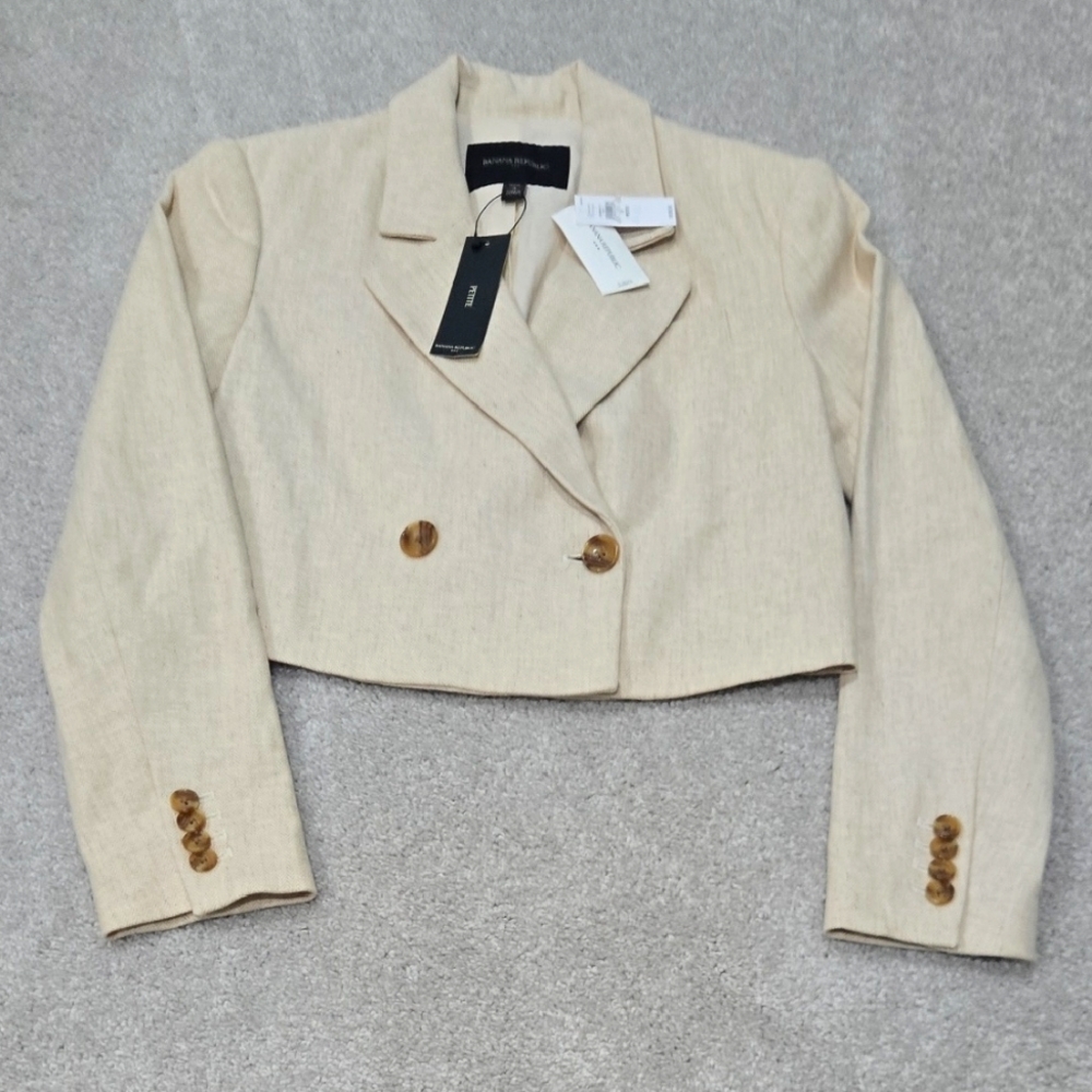 Beige Cropped Blazer Jacket BR